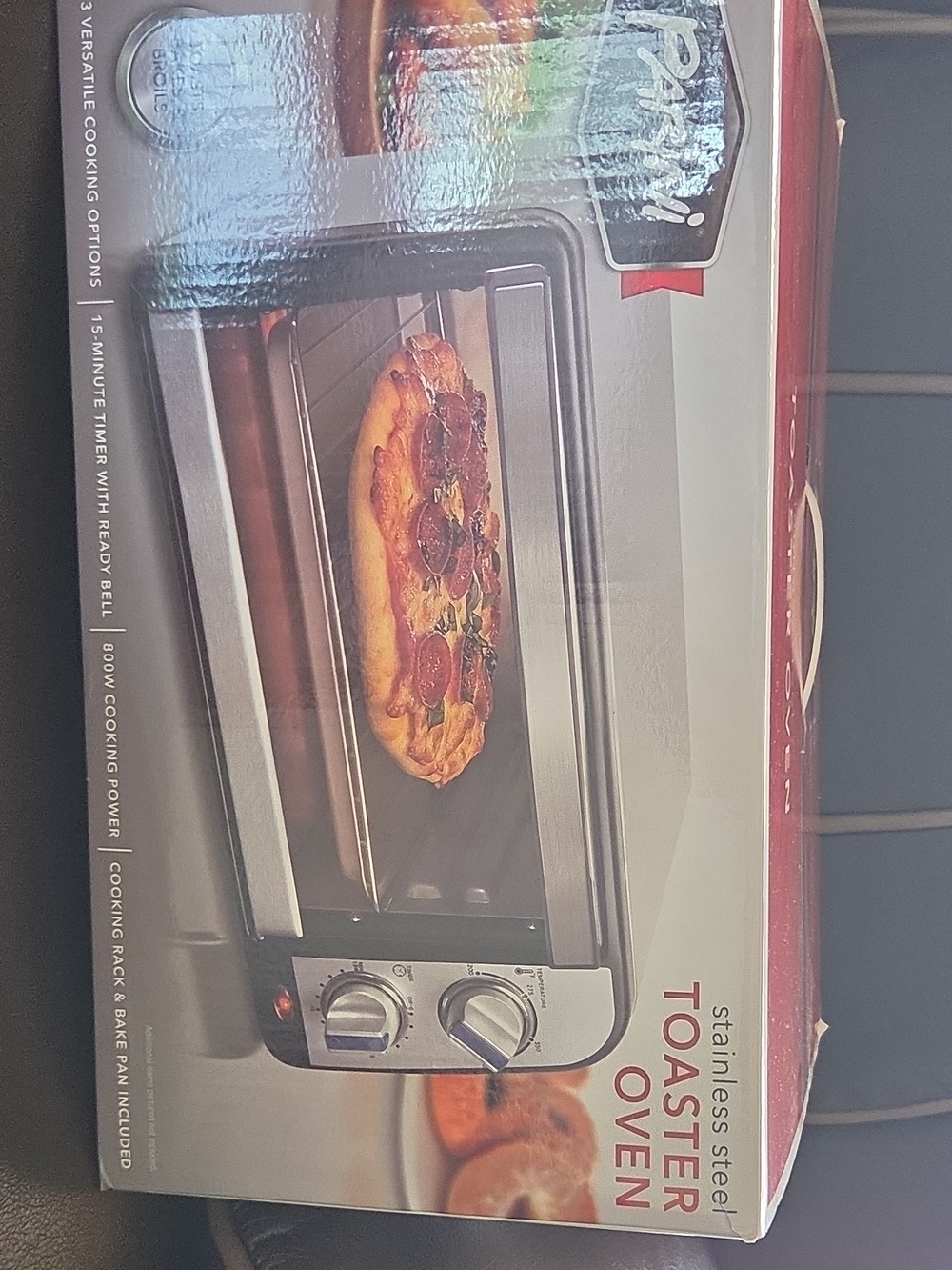 Stainless Steel Toaster Oven with Dual Control Dials - Silver